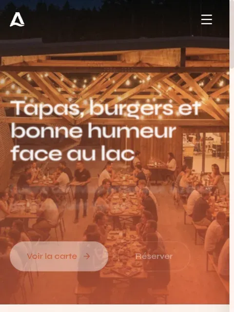 Le restaurant de La Terrasse sur téléphone : « Tapas, burgers et bonne humeur face au lac ».